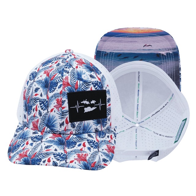 Virgin Islands Hat, Baseball Hat, Snapback Hat, Floral, White, Mens Hat, Womens Hat, Main Picture