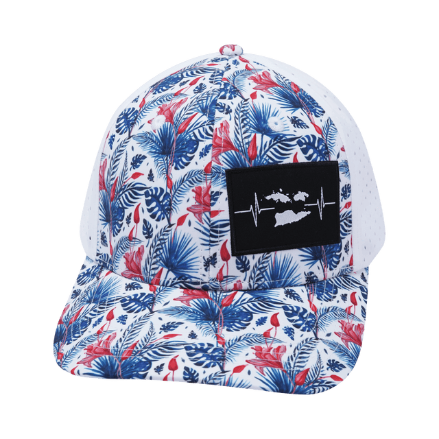 Virgin Islands Hat, Baseball Hat, Snapback Hat, Floral, White, Mens Hat, Womens Hat, Front Picture