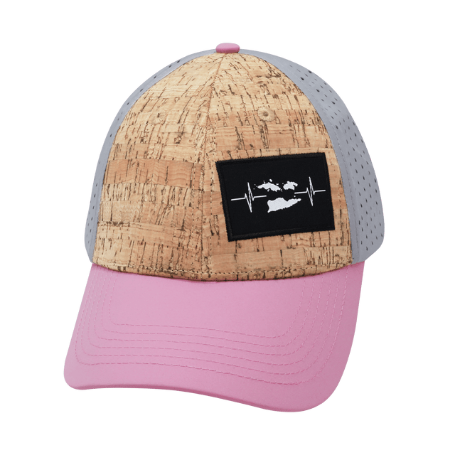Virgin Islands Hat, Low Profile, Snapback Hat, Cork, Pink, Gray, Mens Hat, Womens Hat, Front Picture