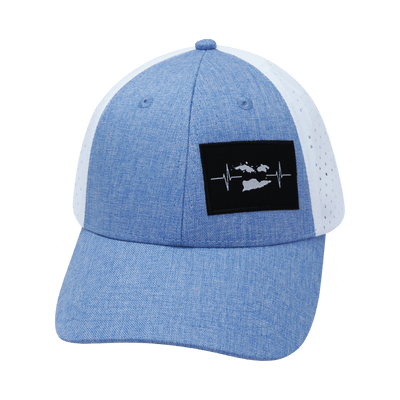 Virgin Islands Hat, Low Profile, Snapback Hat, Light Blue, White, Mens Hat, Womens Hat, Front Picture