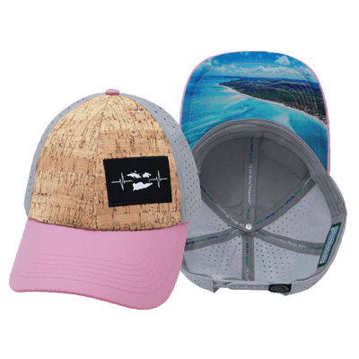 Virgin Islands Hat — Low Profile, Cork, Pink / Gray, Laser Mesh