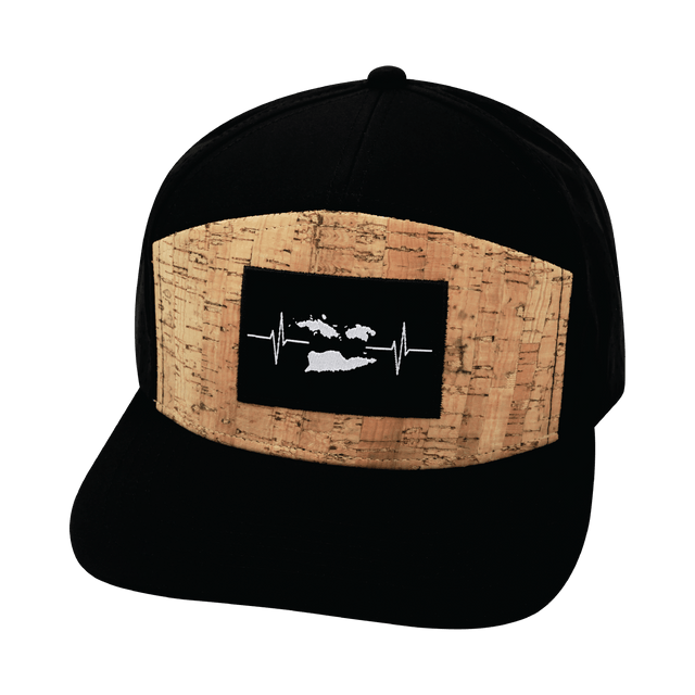 Virgin Islands Hat, Flat Bill, Snapback Hat, Cork, Black, Mens Hat, Womens Hat, Front Picture