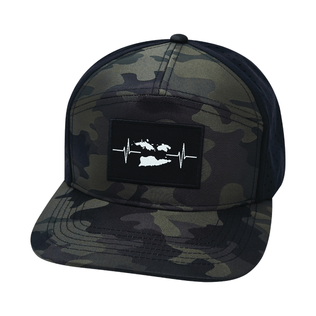 Virgin Islands Hat, Flat Bill, Snapback Hat, Green Camo, Black, Mens Hat, Womens Hat, Front Picture