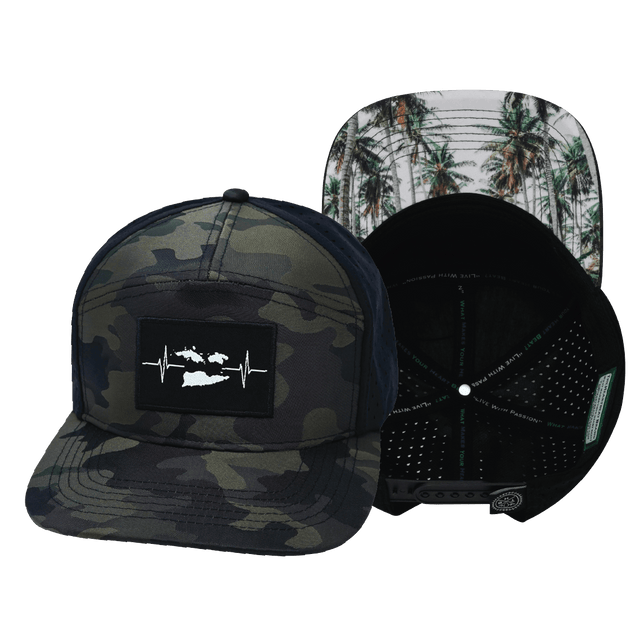 Virgin Islands Hat, Flat Bill, Snapback Hat, Green Camo, Black, Mens Hat, Womens Hat, Main Picture