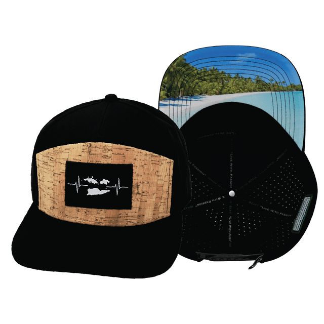 Virgin Islands Hat, Flat Bill, Snapback Hat, Cork, Black, Mens Hat, Womens Hat, Main Picture