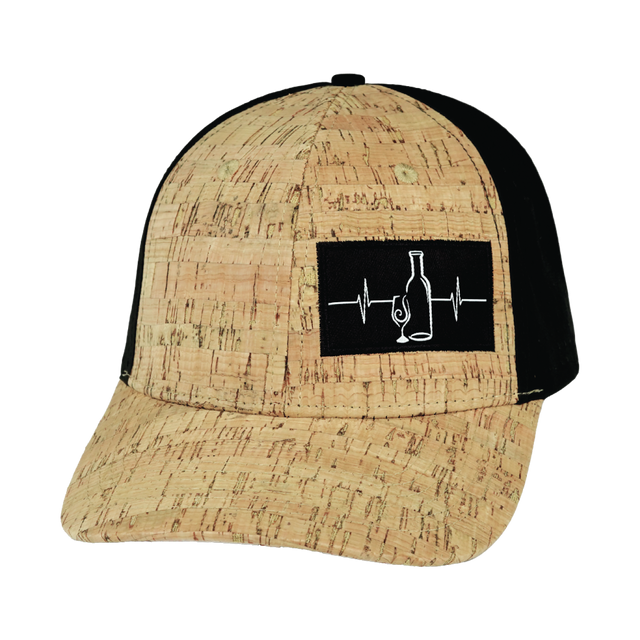 Wine Hat, Baseball Hat, Snapback Hat, Cork, Black, Mens Hat, Womens Hat, Front Picture