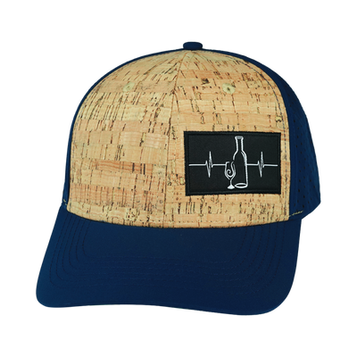 Wine Hat, Baseball Hat, Snapback Hat, Cork, Navy, Mens Hat, Womens Hat, Front Picture