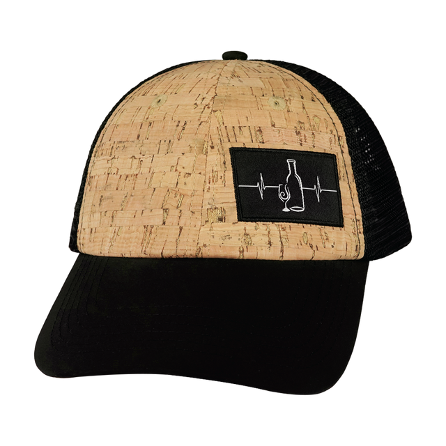 Wine Hat, Dad Hat, Snapback, Cork, Black, Mens Hat, Womens Hat, Front Picture