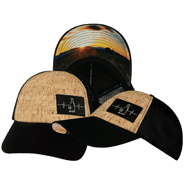Wine Hat, Dad Hat, Snapback, Cork, Black, Mens Hat, Womens Hat, Main Picture