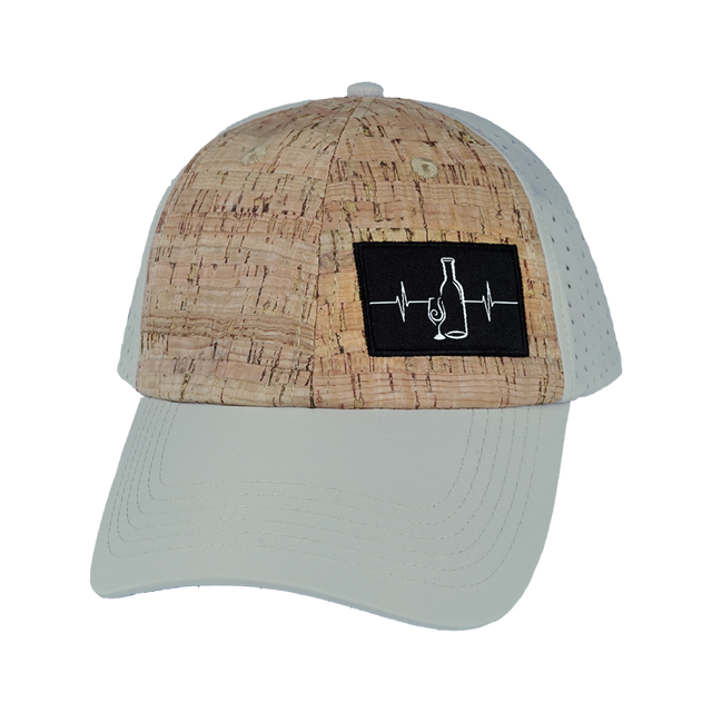 Wine Hat, Dad Hat, Snapback, Cork, Gray, Mens Hat, Womens Hat, Front Picture