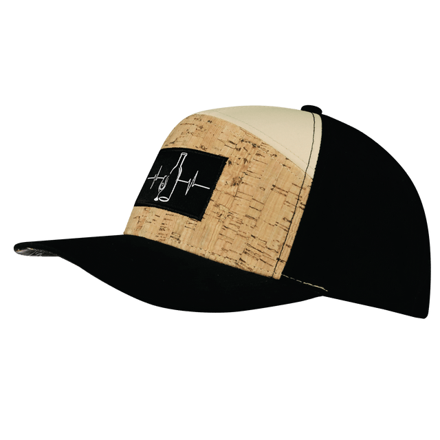 Wine Hat, Flat Bill, Snapback Hat, Cork, Black, Tan, Mens Hat, Womens Hat, Side Picture
