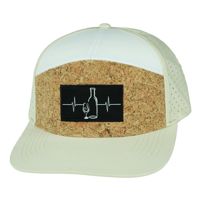 Wine Hat, Flat Bill, Snapback Hat, Cork, Cream, White, Mens Hat, Womens Hat, Front Picture