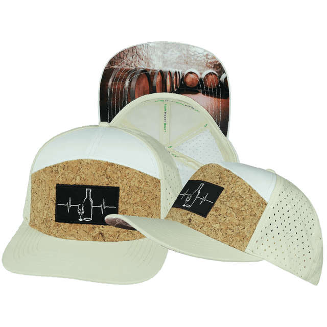 Wine Hat, Flat Bill, Snapback Hat, Cork, Cream, White, Mens Hat, Womens Hat, Main Picture