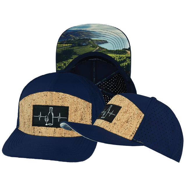 Wine Hat, Flat Bill, Snapback Hat, Cork, Navy, Mens Hat, Womens Hat, Main Picture