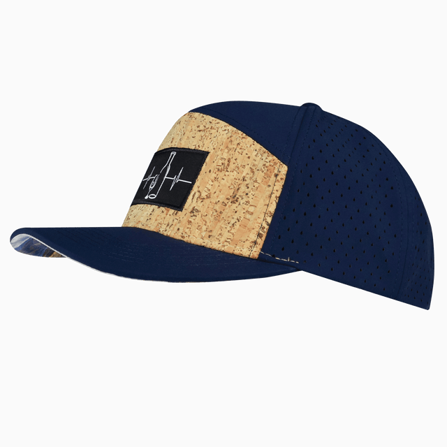 Wine Hat, Flat Bill, Snapback Hat, Cork, Navy, Mens Hat, Womens Hat, Side Picture