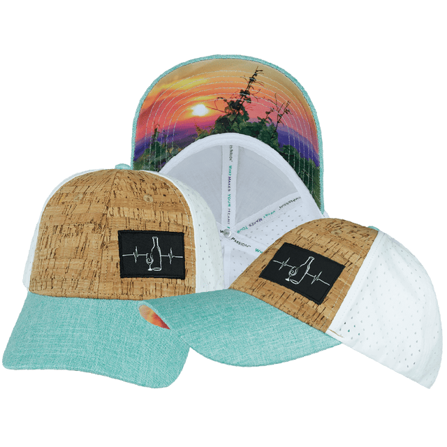 Wine Hat, Low Profile, Ponytail, Snapback Hat, Cork, Mint, White, Mens Hat, Womens Hat, Main Picture