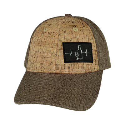 Wine Hat, Low Profile, Snapback Hat, Cork, Light Brown Hemp, Mens Hat, Womens Hat, Front Picture
