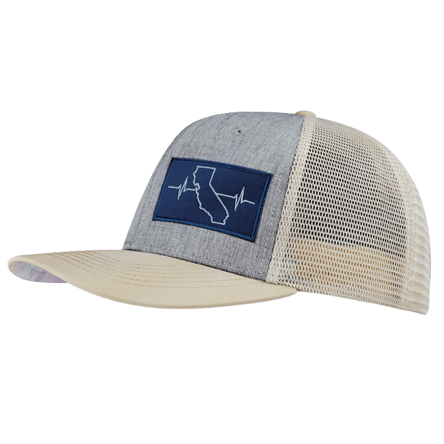California Hat, Baseball Hat, Snapback Hat, Cream, Gray, Mens Hat, Womens Hat, Side Picture