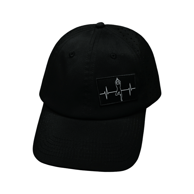 Yoga Hat, Dad Hat, Ponytail, Snapback, Black, Mens Hat, Womens Hat, Front Picture