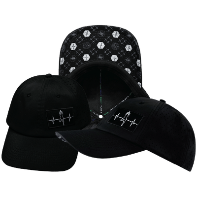Yoga Hat — Dad Hat, Ponytail, Black, Laser Mesh