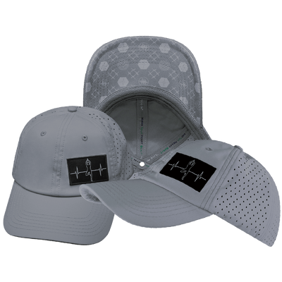 Yoga Hat — Dad Hat, Ponytail, Gray, Laser Mesh