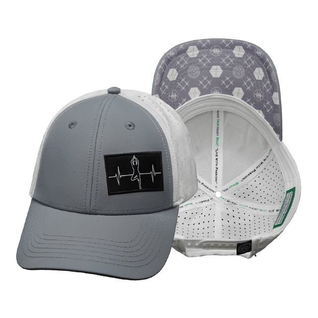 Yoga Hat, Low Profile, Ponytail, Snapback Hat, Gray, White, Mens Hat, Womens Hat, Main Picture