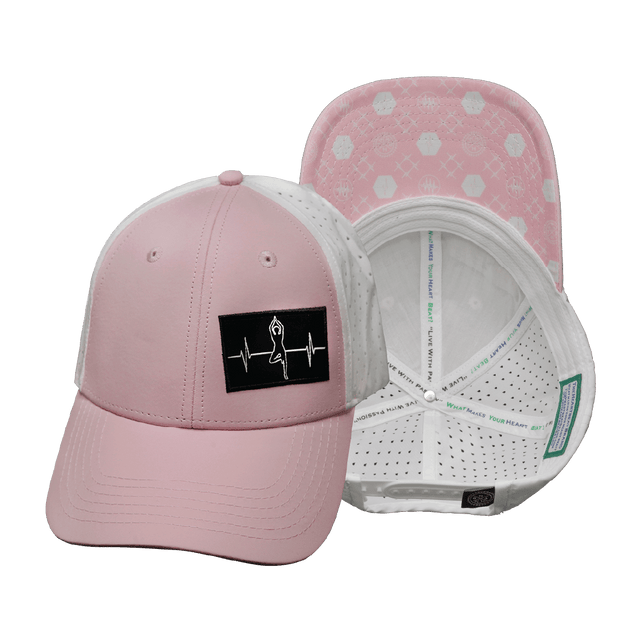 Yoga Hat, Low Profile, Ponytail, Snapback Hat, Pink, White, Mens Hat, Womens Hat, Main Picture