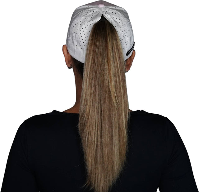 Yoga Hat, Low Profile, Ponytail, Snapback Hat, Pink, White, Mens Hat, Womens Hat, Ponytail Hole Woman In Hat Picture