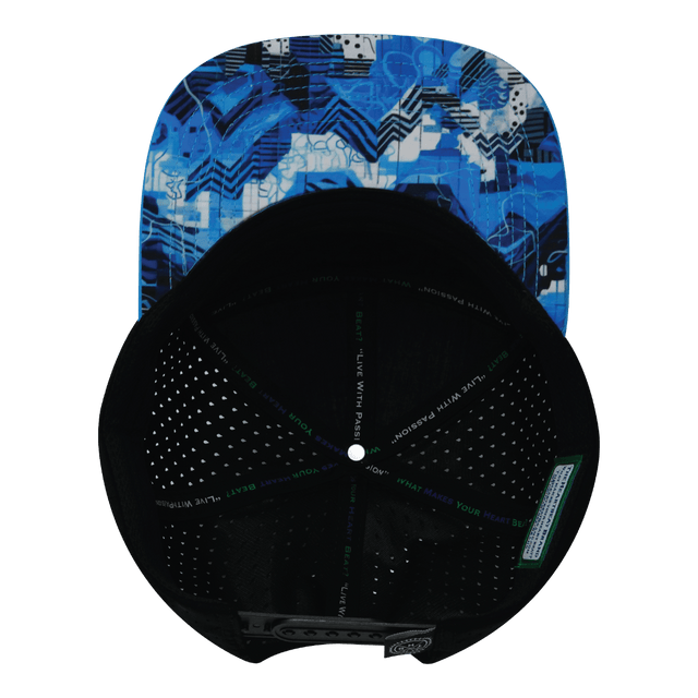 Youth Color Vibes Hat, Flat Bill, Snapback Hat, Blue Shock, Neon Blue, White, Black, Mens Hat, Womens Hat, Underbill Picture