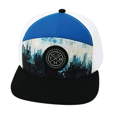 Youth Color Vibes Hat, Flat Bill, Snapback Hat, City Drip, Black, Blue, White, Mens Hat, Womens Hat, Front Picture