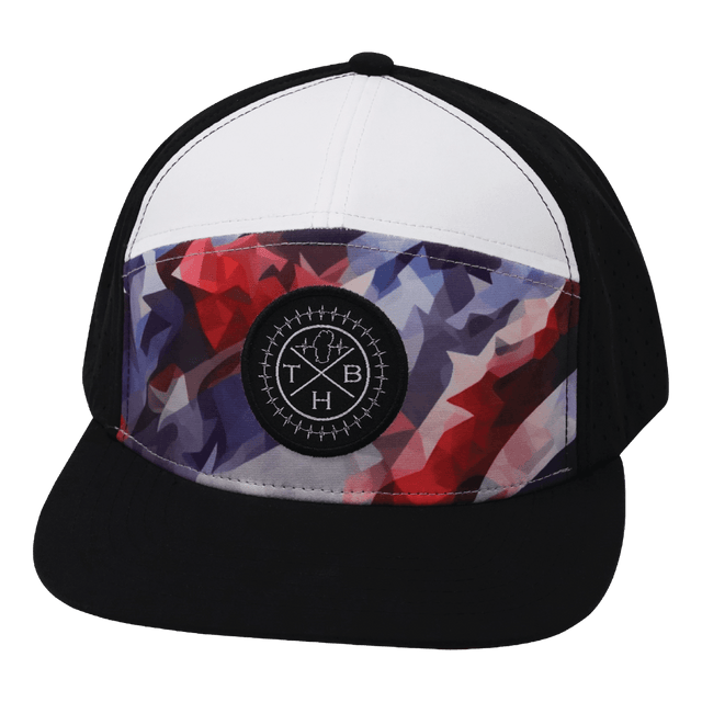 Youth Color Vibes Hat, Flat Bill, Snapback Hat, Geo Flag, Black, White, Mens Hat, Womens Hat, Front Picture