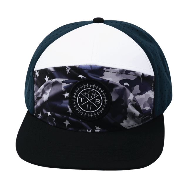 Youth Color Vibes Hat, Flat Bill, Snapback Hat, Patriots Night, Black, White, Navy, Mens Hat, Womens Hat, Front Picture