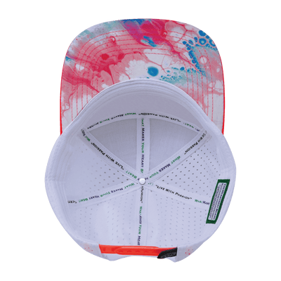 Youth Color Vibes Hat, Flat Bill, Snapback Hat, Pixi Dust, Neon Peach, Neon Blue, White, Mens Hat, Womens Hat, Underbill Picture