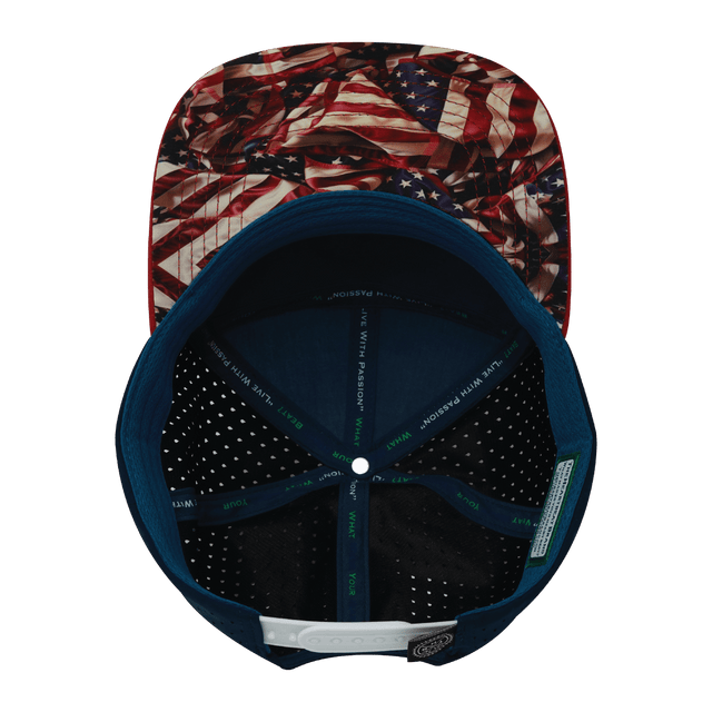 Youth Color Vibes Hat, Flat Bill, Snapback Hat, Silk Flag, Dark Red, White, Navy, Mens Hat, Womens Hat, Underbill Picture