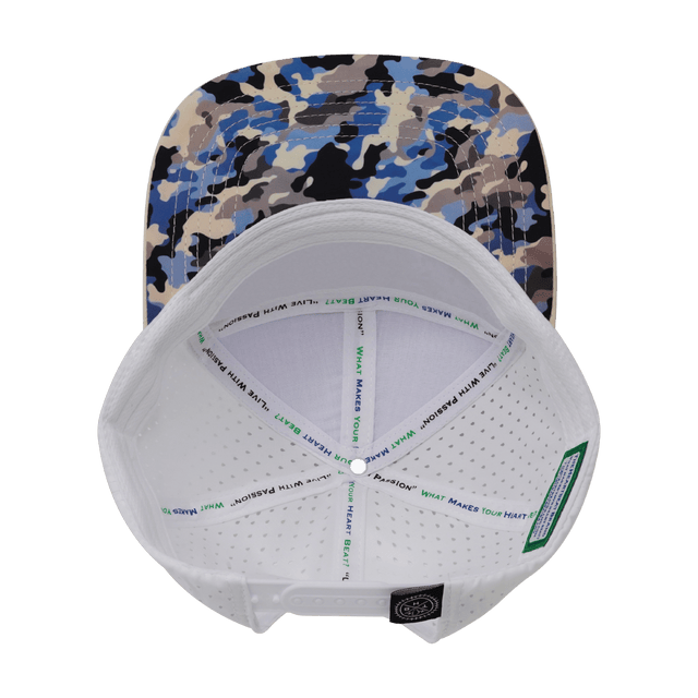 Youth Color Vibes Hat, Flat Bill, Snapback Hat, Sky Camo, Cream, Baby Blue, White, Mens Hat, Womens Hat, Underbill Picture