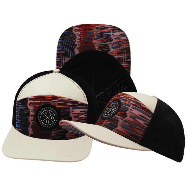 Youth Color Vibes Hat, Flat Bill, Snapback Hat, Art Deco, Cream, Black, Mens Hat, Womens Hat, Main Picture