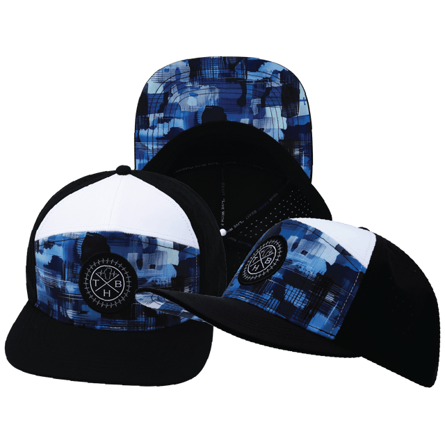 Youth Color Vibes Hat, Flat Bill, Snapback Hat, Artist Storm, Black, White, Mens Hat, Womens Hat, Main Picture