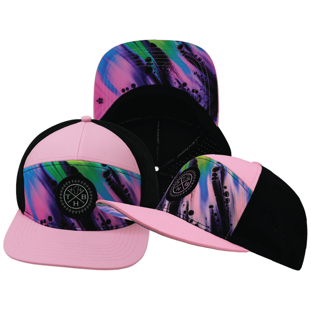 Youth Color Vibes Hat, Flat Bill, Snapback Hat, Aurora, Pink. Black, Mens Hat, Womens Hat, Main Picture