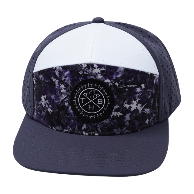 Youth Color Vibes Hat, Flat Bill, Snapback Hat, Blue Fall Camo, Charcoal, White, Mens Hat, Womens Hat, Front Picture