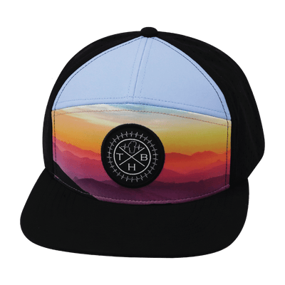 Youth Color Vibes Hat, Flat Bill, Snapback Hat, Blue Ridge, Black, Baby Blue, Mens Hat, Womens Hat, Front Picture