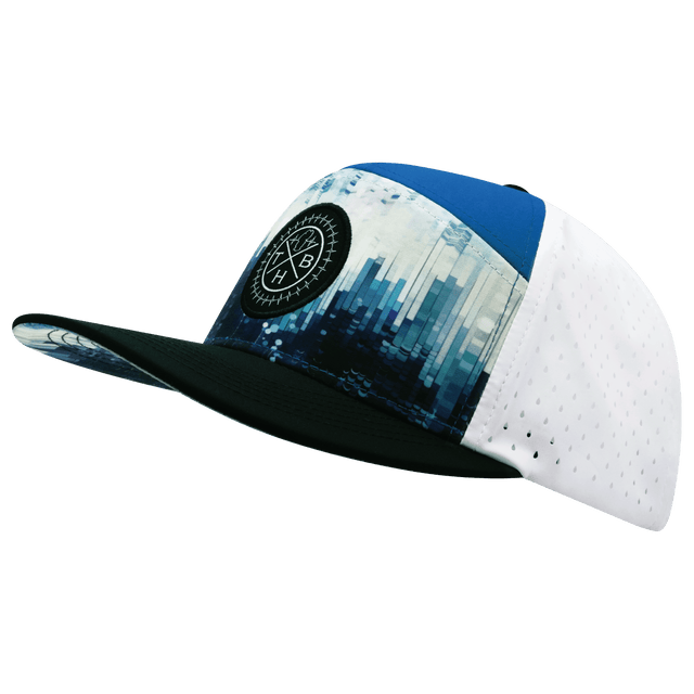 Youth Color Vibes Hat, Flat Bill, Snapback Hat, City Drip, Black, Blue, White, Mens Hat, Womens Hat, Side Picture