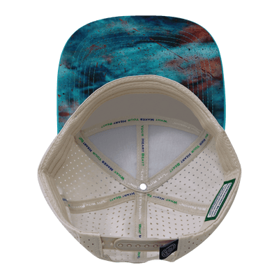 Youth Color Vibes Hat, Flat Bill, Snapback Hat, Desert Sky, Neon Blue Green, Cream, Mens Hat, Womens Hat, Underbill Picture