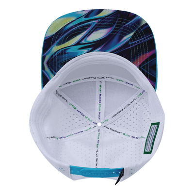 Youth Color Vibes Hat, Flat Bill, Snapback Hat, Molten Dream, Neon Green Blue, Neon Blue, White, Mens Hat, Womens Hat, Underbill Picture