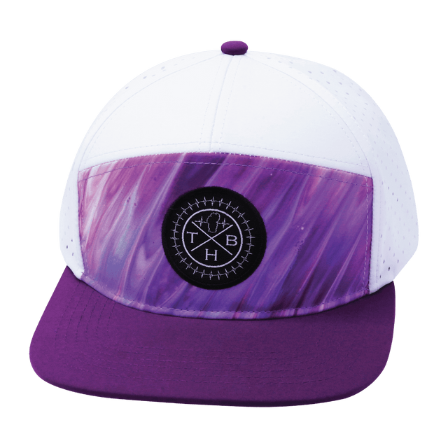 Youth Color Vibes Hat, Flat Bill, Snapback Hat, Purple Glaze, Purple, White, Mens Hat, Womens Hat, Main Picture