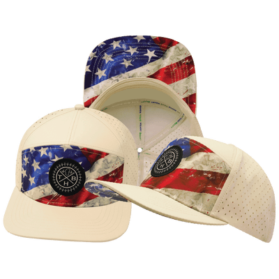 **YOUTH** Color Vibes Hat — Flat Bill, Rugged Flag, Cream, Laser Mesh