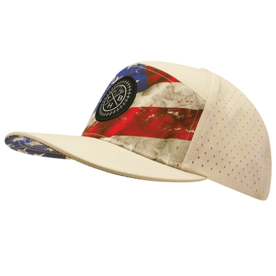 Youth Color Vibes Hat, Flat Bill, Snapback Hat, Rugged Flag, Cream, Mens Hat, Womens Hat, Side Picture