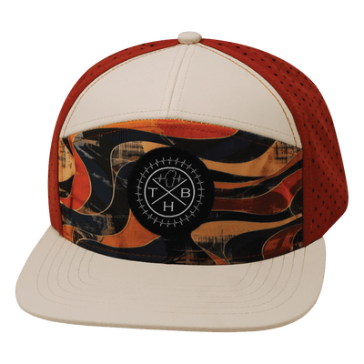 Youth Color Vibes Hat, Flat Bill, Snapback Hat, Rustic River, Cream, Red Rock, Mens Hat, Womens Hat, Front Picture
