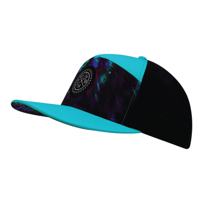 Youth Color Vibes Hat, Flat Bill, Snapback Hat, Space Dust, Neon Green Blue, Black, Mens Hat, Womens Hat, Side Picture