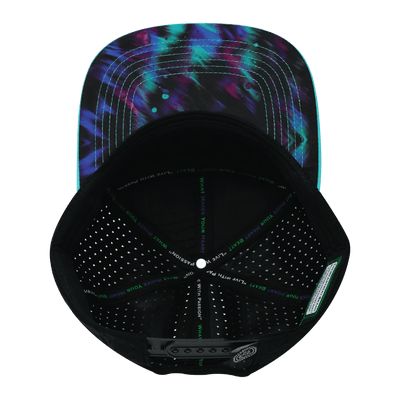 Youth Color Vibes Hat, Flat Bill, Snapback Hat, Space Dust, Neon Green Blue, Black, Mens Hat, Womens Hat, Underbill Picture
