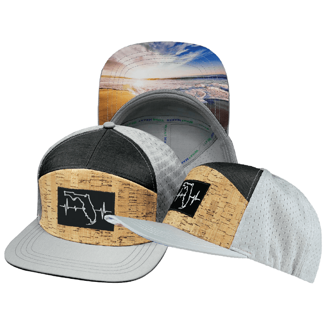 Youth Florida Hat, Flat Bill, Snapback Hat, Cork, Gray, Charcoal, Mens Hat, Womens Hat, Main Picture